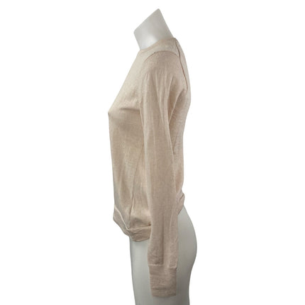 J.Crew Women's Beige 100% Merino Wool Long Sleeve Crew Neck Sweater Top Size XS