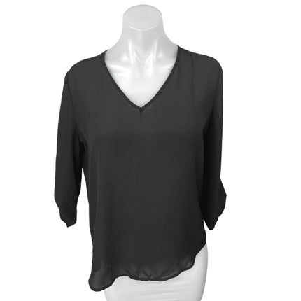 Hippie Rose Black Half Sleeve V Neck Lightweight Relaxed Fit Blouse Top Size M