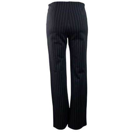 MNG Mango Black Pin Striped High Waisted Straight Leg Trousers Dress Pants Sz S