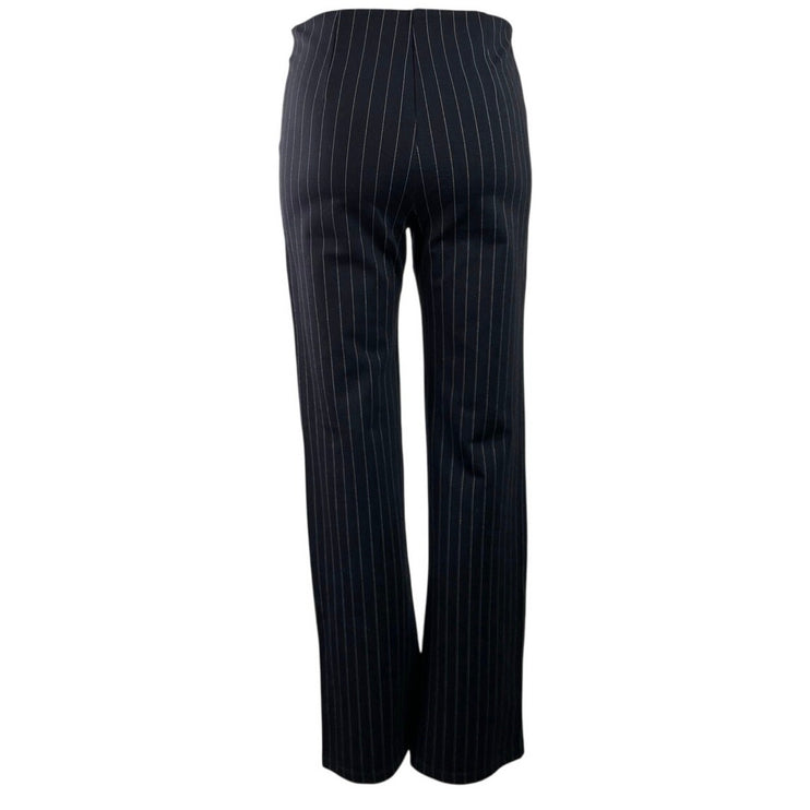 MNG Mango Black Pin Striped High Waisted Straight Leg Trousers Dress Pants Sz S