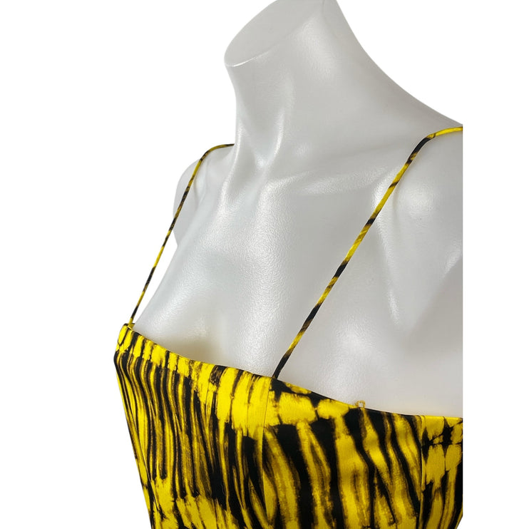 Alice + Olivia Women's Yellow Printed Sleeveless Square Neck Cami Crop Top Sz 2
