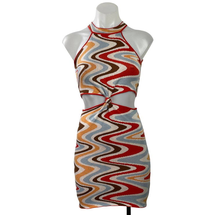 Princess Polly Savana Multicolor Sleeveless Halter Cutouts Halter Mini Sz XS/S