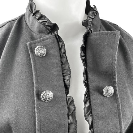 Maurices Women's Black Long Sleeve Ruffle Buttons Military Blazer Coat Jacket 3