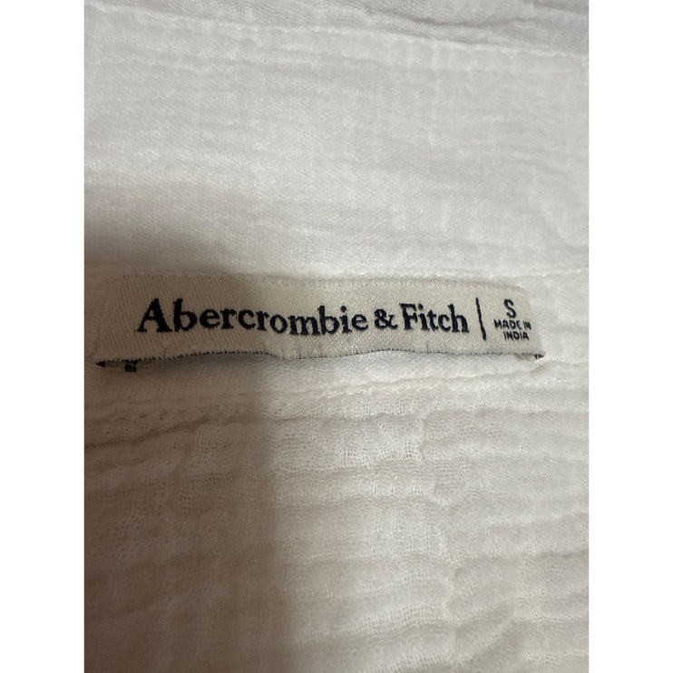 Abercrombie & Fitch White Long Sleeve Tie Knot V Neck Blouse Shirt Top Size S