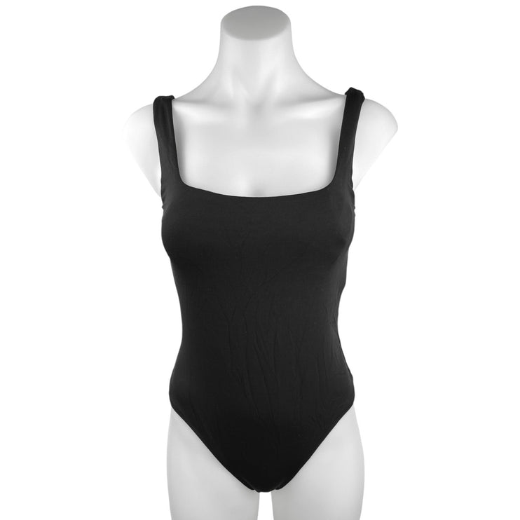 Aritzia Contour Black Square Neck Sleeveless Strap Thong Tank Top Bodysuit Sz M