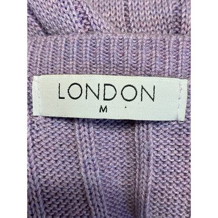 London Purple Wool Ribbed Sleeveless Side Slit Midi Tank Bodycon Sweater Dress M