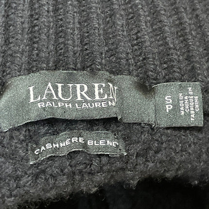 Lauren Ralph Lauren Mens Black 1/4 Zip Cashmere Turtleneck Cable Knit Sweater S