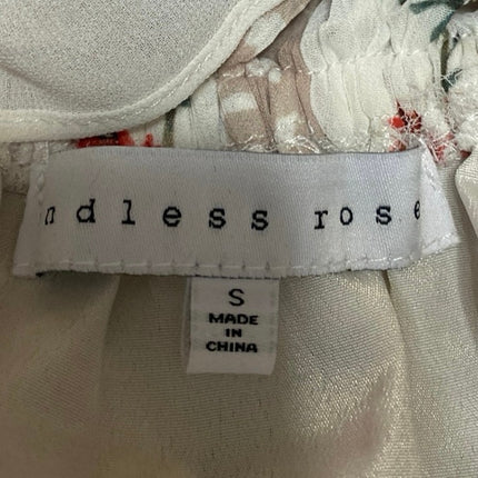 Endless Rose Beige Floral Strapless Bandeau Tube Ruffle Tiered Mini Dress Size S