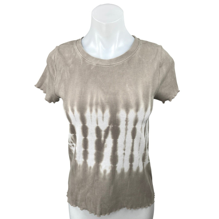 C&C California Women's Brown Tie Dye Short Sleeve Pullover Tee T-Shirt Top Sz M