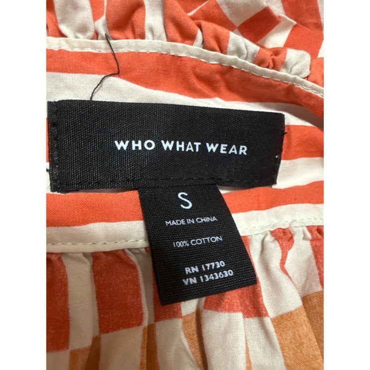 Who What Wear Coral Striped Belted Button Colorblock A Line Midi Skirt Size S
