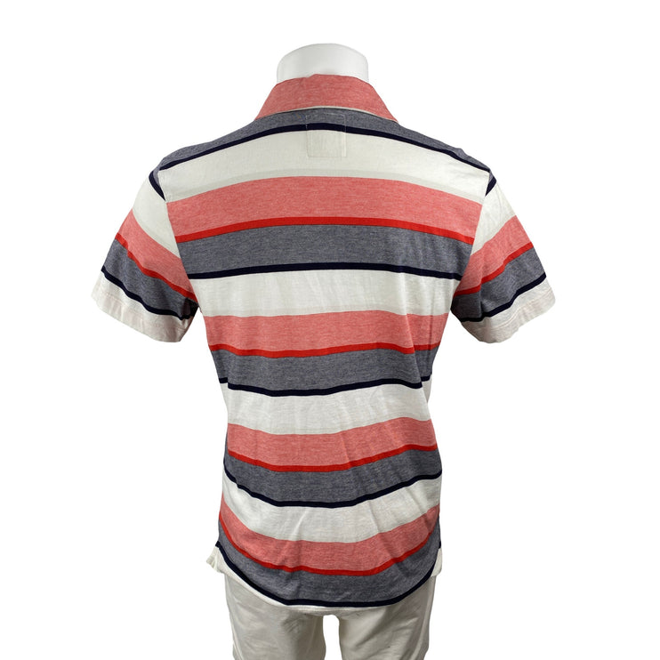 Billy Reid Mens Multicolor Striped Short Sleeve Golf Colorblock Polo Shirt Top L