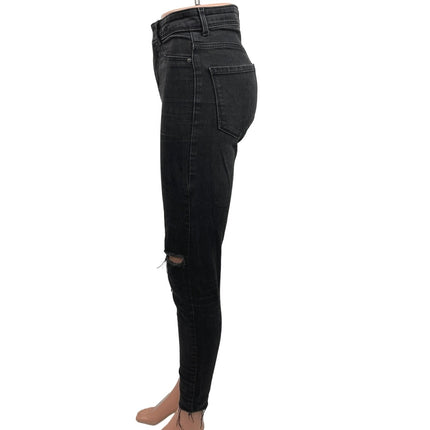 Zara Basic Black Ripped Distressed Z1975 Denim High Rise Skinny Jeans Size 4