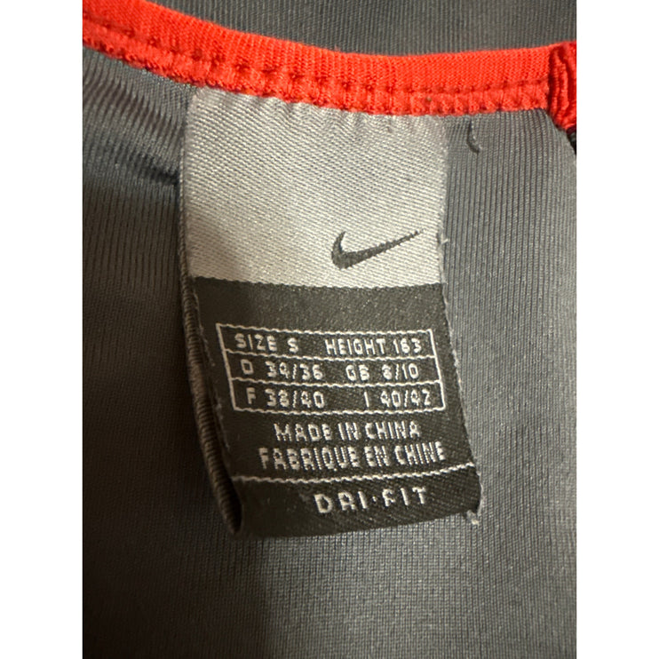 Nike Women's Gray Colorblock V Neck Short Sleeve Crop Athletic T Shirt Tee Top S