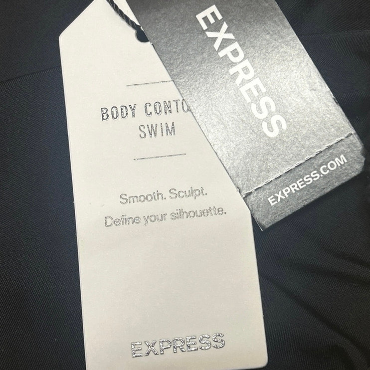 NEW Express Body Contour Swim Black Triangle Halter Bikini Swimwear Top Size S