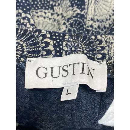 Gustin Navy Blue Japan Indigo Disc Elastic Waist Tapered Leg Joggers Pants Sz L