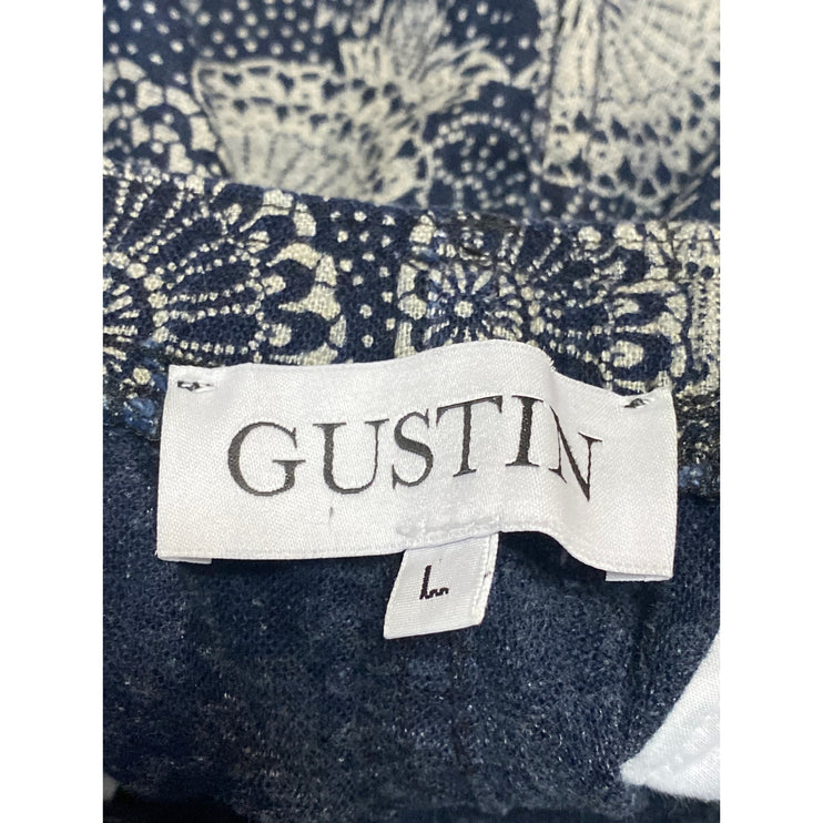 Gustin Navy Blue Japan Indigo Disc Elastic Waist Tapered Leg Joggers Pants Sz L