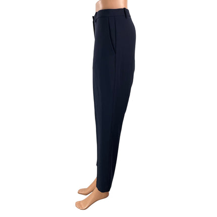 Theory Women's Navy Blue High Rise Tailored Straight Leg Trouser Dress Pants 10