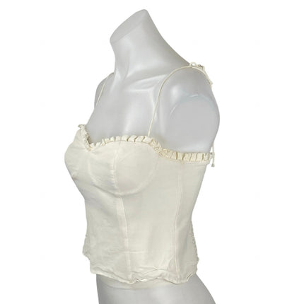 Reformation Novena Cream Corset Bustier Tie Strap Sleeveless Cami Crop Top Sz 6