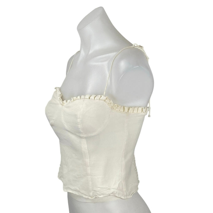 Reformation Novena Cream Corset Bustier Tie Strap Sleeveless Cami Crop Top Sz 6