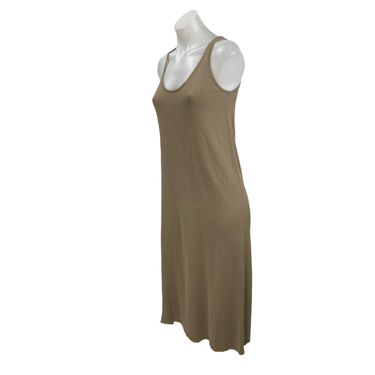 Zara Women's Beige Soft Knit Sleeveless Midi Cami Tank Sheath Shift Slip Dress S