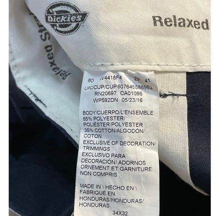 Dickies Men's Navy Blue Relaxed Fit Mid Rise Straight Leg Trousers Pants 34x32