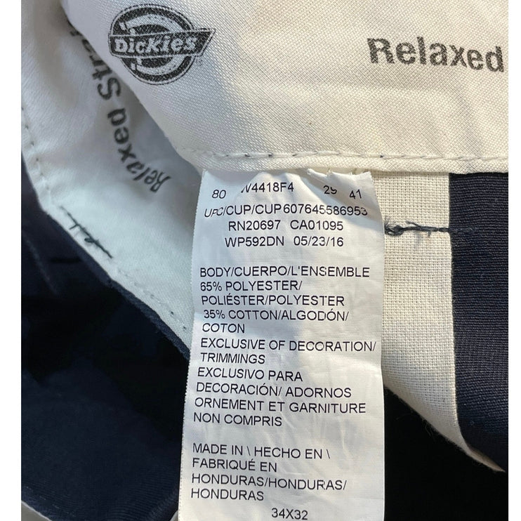 Dickies Men's Navy Blue Relaxed Fit Mid Rise Straight Leg Trousers Pants 34x32