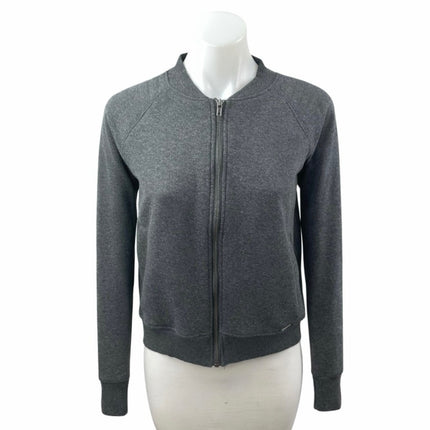 Mondetta Women's Gray Fleece Activewear Sweater Sweatshirt Bomber Coat Jacket S