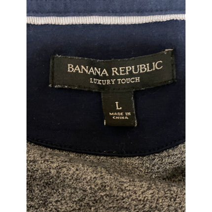 Banana Republic Luxury Touch Men's Gray Blue Short Sleeve Polo Shirt Top Size L