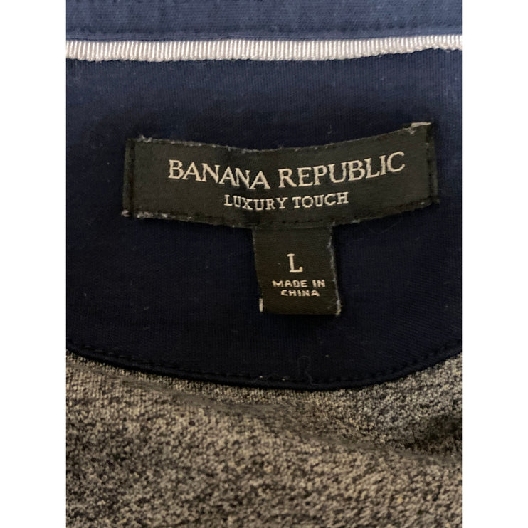 Banana Republic Luxury Touch Men's Gray Blue Short Sleeve Polo Shirt Top Size L