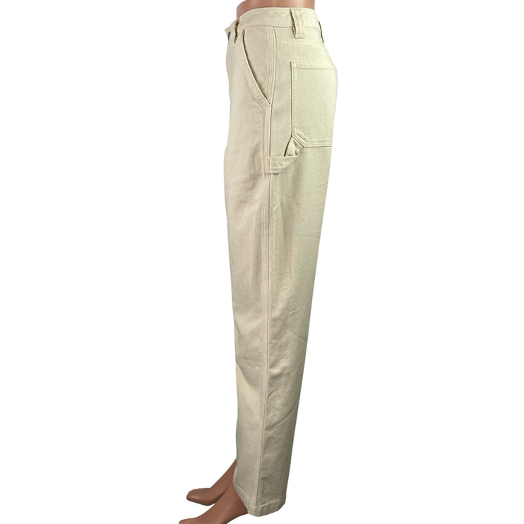 Aritzia TNA Greenwhich Cream Twill Straight High Rise Carpenter Trousers Pants 0
