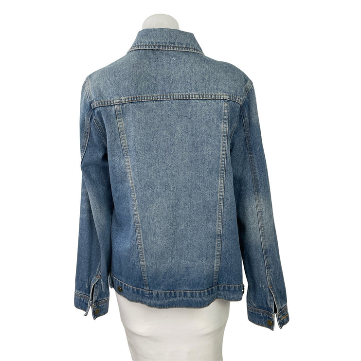 Velvet Heart Women Blue Long Sleeve Button Down Trucker Denim Jean Jacket Size M
