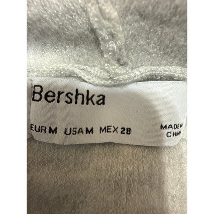 Bershka Gray Long Sleeve Cutout Drawstring Hooded Hoodie Crop Sweatshirt Top M