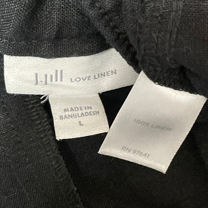 J.Jill Love Linen 100% Linen Black High Rise Baggy Wide Leg Trouser Pants Sz L