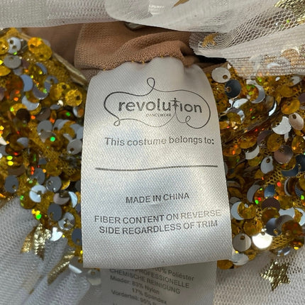 Revolution Swinging on a Star Kids' Gold Sequin Dance Costume Mini Flare Dress S