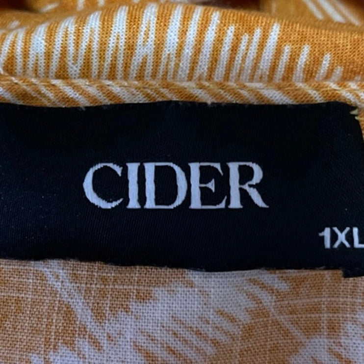 Cider Women's Yellow Bell Long Sleeve Tie Front V Neck Crop Blouse Top Size 1XL