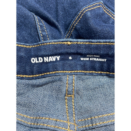 Old Navy Wow Straight Women's Blue Dark Wash High Rise Denim Jeans Pants Size 6