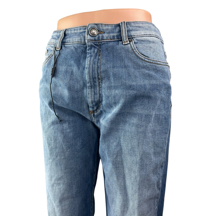 Sportmax Women Blue Perfect Fit High Rise Boyfriend Straight Denim Jeans Size 28