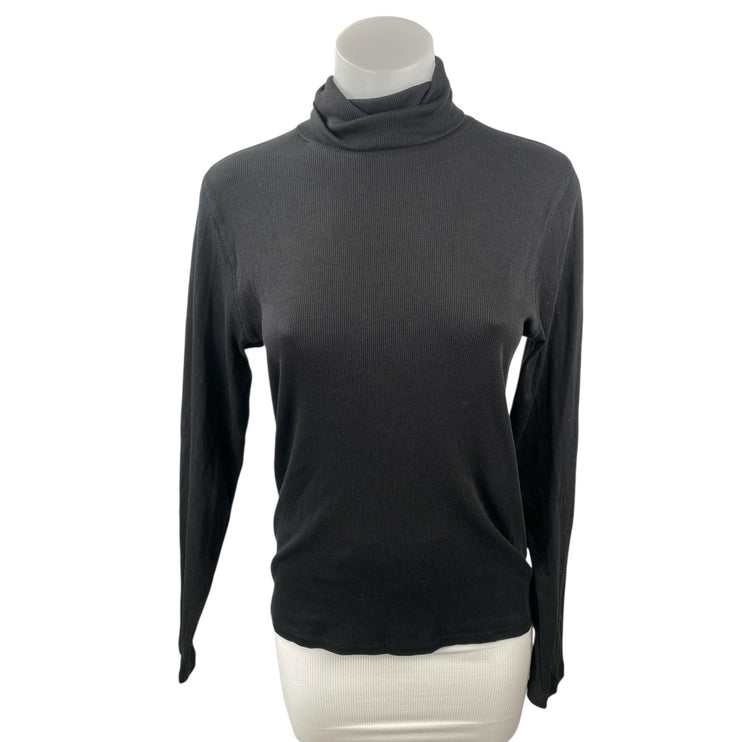 Everlane Women's Black Ribbed Knit Turtleneck Long Sleeve Sweater Top Size L