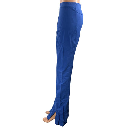 Free People Women's Blue High Waisted Front Slit Flared Leg Trouser Pants Size S