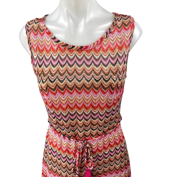 Anthropologie En Saison Multicolor Striped Abstract Sleeveless Blouson Dress M