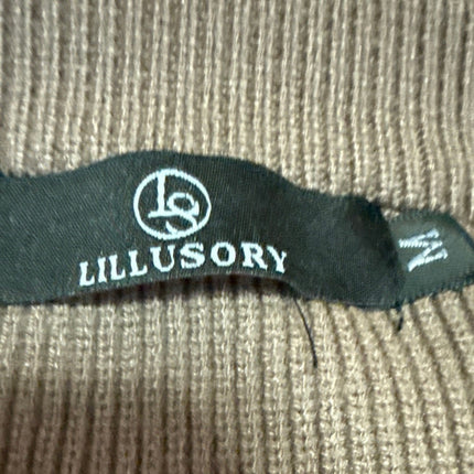 Lillusory Women's Brown Ribbed Knit Long Sleeve Crew Neck Sweater Top Size M