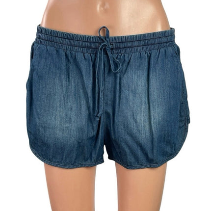 BCBGeneration Chambray Blue Elastic Waist Dolphin Casual Lounge Denim Shorts M