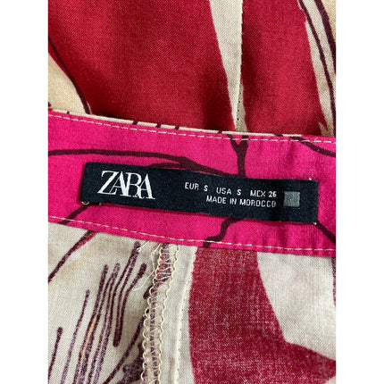 Zara Women's Multicolor Tropical High Rise Button Midi Pencil Straight Skirt S