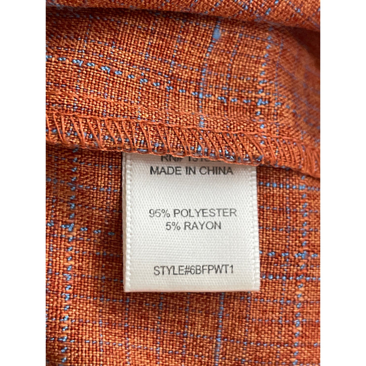 NEW Alice + Olivia Brown Orange Plaid Ruffle Sleeveless Mini Sheath Dress Size L