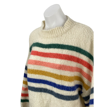 Wishlist Beige Rainbow Striped Long Sleeve Mock Neck Knit Sweater Top Size M/L