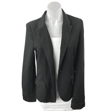 Ambiance Apparel Black Notch Collar Button Long Sleeve Blazer Coat Jacket Size L