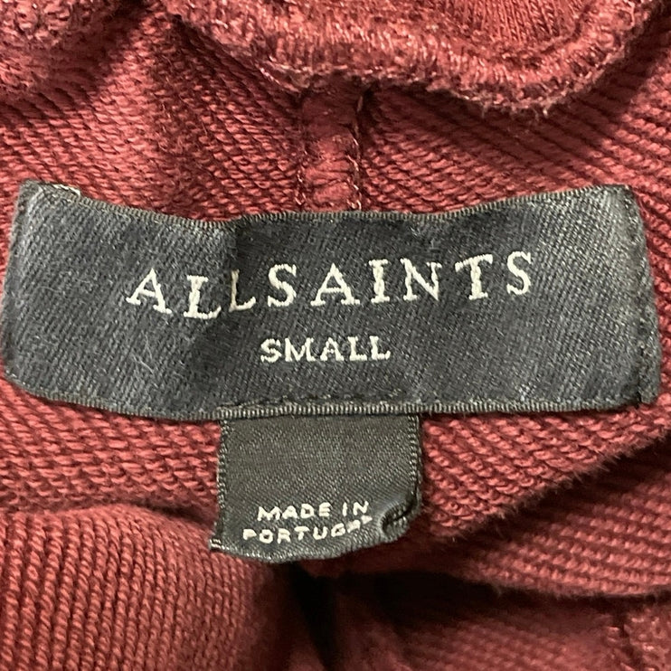 All Saints Women's Maroon High Waisted Tapered Leg Baggy Jogger Sweat Pants Sz S