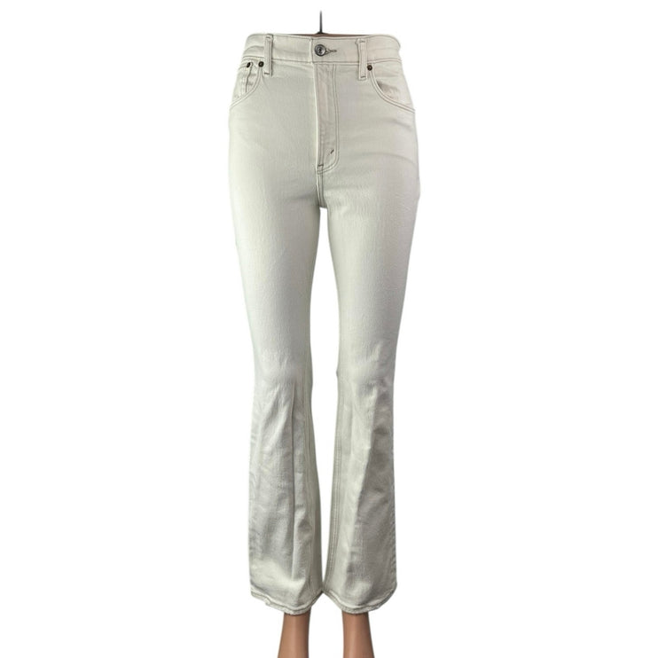 Abercrombie & Fitch The 70s Vintage Flare White High Rise Denim Jeans Size 24