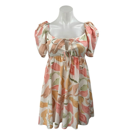 Abercrombie & Fitch Multicolor Floral Short Puff Sleeve Fit & Flare Mini Dress S