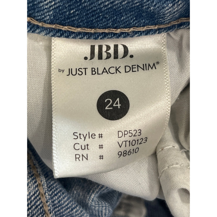 Just Black Denim Distressed Ripped Frayed Hem Straight Mom Denim Jeans Pants 24